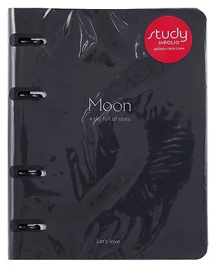 Тетрадь 120л кл. "Universe", черный, на кольцах, шелкография, обложка кожзам 3085189