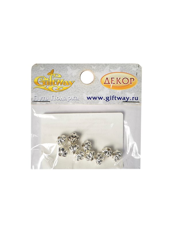 Фурнитура металл бусина Фонарик св. серебро (00009802) (9 мм) (10 г/уп.) 2422571 — 1