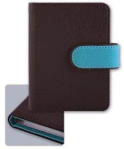 Визитница НАППА КОРИЧН.+НАППА БИРЮЗ. 11*8см, 16 односторонних ПВХ-карманов 45952