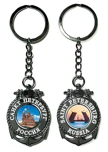 Сувенир, Акм,  Брелок-якорь-тросик "Спас-на-Крови-Разводной мост", цвет черный жемчуг