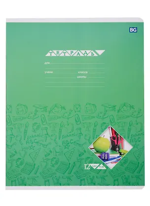 Тетрадь в крупную клетку BG, "Снова в школу", 12 листов, в ассортименте 248890