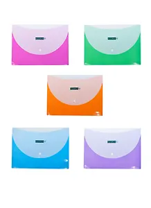 Папка-конверт А4 "COLOURPLAY" на кнопке, пластик, 2 отделения, 180мк, ассорти, INDEX