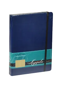 Ежедневник недат. А5 160л "MEGAPOLIS VELVET" темно-синий, на резинке, иск.кожа, тонир.блок, карман, ляссе, Bruno Visconti