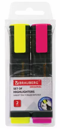 Текстовыделители Brauberg, Original, жёлтый, розовый 1-5 мм — 2937217 — 1