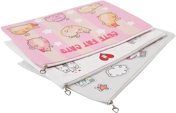 Папка для тетрадей А4 "Cute fat cats" молния сверху, PU, ассорти, Yoi 3039435 — 3
