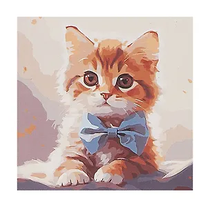 Холст с красками по номерам в коробке. "Малыши" Котёнок с бантом 30х30, 20 цветов 3093141