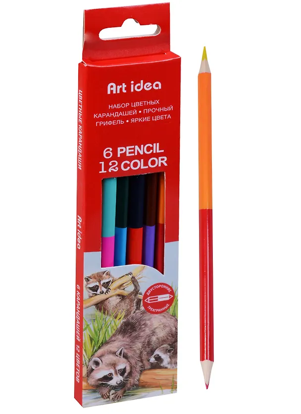 Карандаши цветные Art idea, двухсторонние 12 цветов 6 штук 245198 — 3