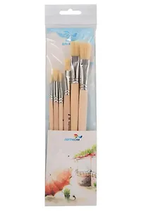 Кисти 06шт щетина круглая №3, №5, щетина плоская №6, №10, №14, №16 "Хобби 1", европодвес, АРТКОМ