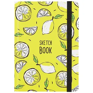 Скетчбук А5 80л "Лимоны" 70г/м2, кремовая бумага, тв. переплет, резинка