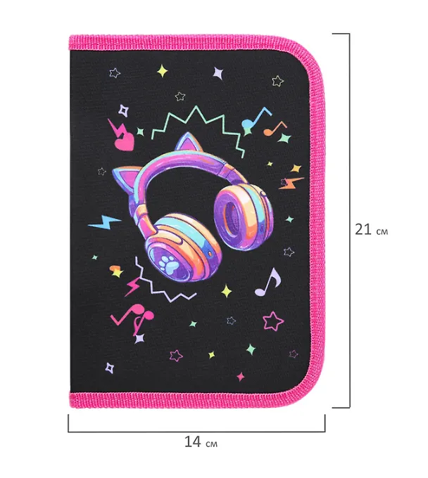 Пенал 1 отделение "Headphones" с наполнением, 21*14 см, 24 предмета 3106016 — 7