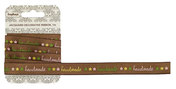 Лента жаккардовая, Handmade кофе, 15мм, 1м, SCB390703 322885 — 2