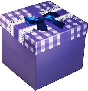 Коробка подарочная "Бант на синей клетке" 14*14*13см