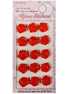 Наклейки ЗD розы, 15 шт, 1.8 см, красные