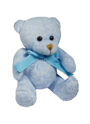 Мишка вязаный с бантиком, синий  (15-01649-6) 2493785