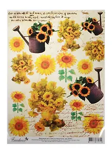 Декупажная карта Букет из подсолнухов А4 (DK3031) (упаковка)
