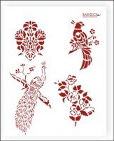 Трафарет пластиковый многоразовый Пташки павлин (20х25) (Л-068) 2340525 — 1