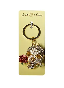 Брелок со стразами Череп и роза (4х5) (31456)