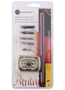 Держатель для пера с 5 перьями "Copperplate & Shadow" блистер, Manuscript