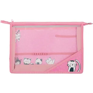 Папка для труда А4 "Игривые котята" 33*23см пластик, молния, внутр.блок для канц.принадлежностей 258279