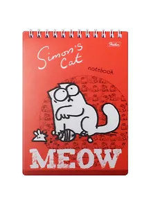 Блокнот А6 60л "Кот саймона" на гребне, пласт. обл, Hatber