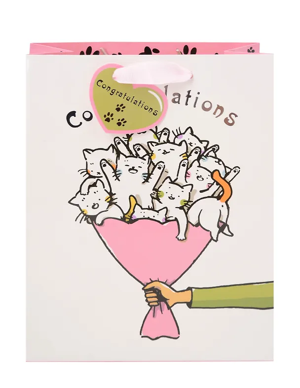 Пакет А5 23*18*10 "Котики. Congratulations" нейтр., бум.мат.ламинат 3103273 — 4