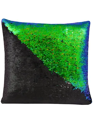 Подушка с пайетками черная с зеленым (3894) (37х37) 2620757