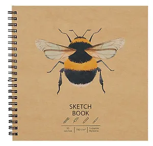 Скетчбук 190*190 30л "DRAFT and CRAFT. Bee", 180г/м2, обложка крафт картон, евроспираль