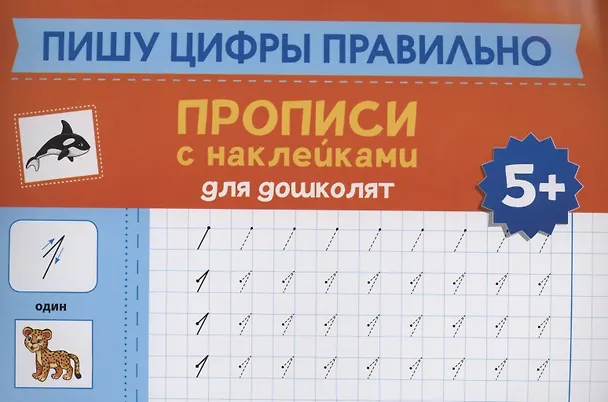 Книга Пишу цифры правильно: прописи с наклейками для дошколят: 5+ () — 1