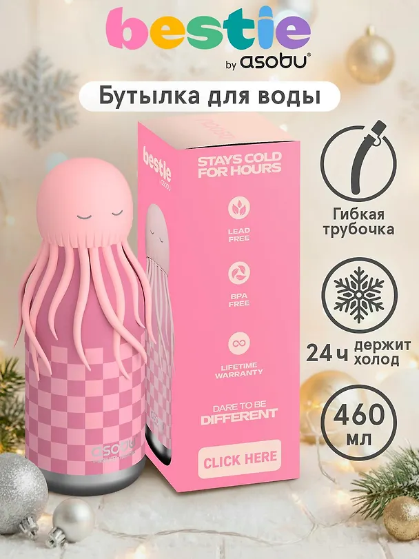 Бутылка для холодных и горячих напитков Asobu Bestie Медуза (460 мл) (69759) 3140823 — 3
