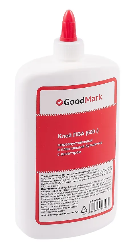 Клей ПВА, GoodMark, 500г, морозоустойчивый, с дозатором 2928998 — 2