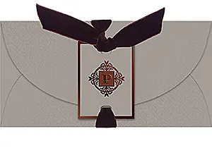 Конверт для денег серый с бантом код 14 8780