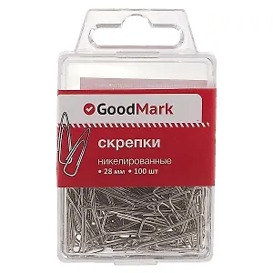 Канцелярские скрепки GoodMark, 28 мм, 100 штук