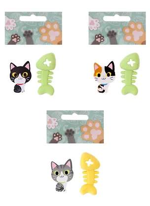 Ластики 2 штуки "Кот и рыба", в ассортименте 2929667