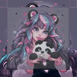 Алмазная мозаика "Денвушка с пандой" 30*30 см