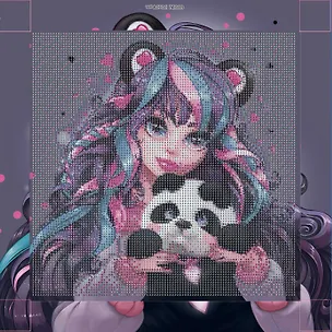 Алмазная мозаика "Денвушка с пандой" 30*30 см 3078347
