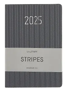 Ежедневник дат. 2025г. А5 176л "Stripes" серо-голубой, 7Б, тв.переплет, иск.кожа, тисн.фольгой, тонир.блок, скругл.углы, ляссе, инд.уп
