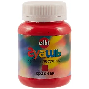Гуашевая красная краска olki, 100 мл