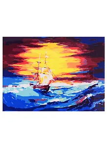 Холст с красками по номерам 22х30см ТМ Рыжий кот Корабль на лазурных волнах HS333
