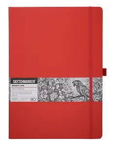 Скетчбук 21*29.7 80л "Sketchmarker" красный, 140г/м2, слоновая кость, тв.обл