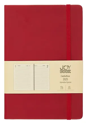 Ежедневник дат. 2025г. А5 176л "Joy Book" пряное вино, 7Б, тв.переплет, иск.кожа, резинка, карман, скругл.углы, тонир.блок, ляссе, инд.уп 3055991