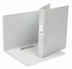 Папка 2кольца А4 35мм, ПВХ, прозр.карман, серая, Bantex