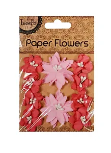 Набор для творчества Цветы с бусинами Paper Flower 2больш.+ 8маленьк.,розовые с красными