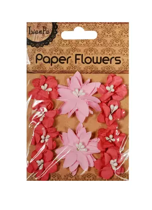 Набор для творчества Цветы с бусинами Paper Flower 2больш.+ 8маленьк.,розовые с красными — 2542101 — 1