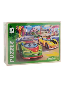 Пазл Состязание машинок Рыжий кот Макси-пазлы 15 элементов  ПУ15-0455