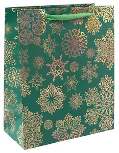 Пакет А4 26*32*12,5 "Снежинки на красном" НГ, бум.мат.ламинат