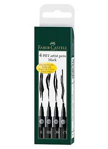 Ручки капиллярные"Pitt Artist Pen" черные, 4шт., 1,5мм/B/SB/C, пласт. уп., европодвес, Faber-Castell
