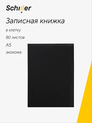 Книга для записей «Black» А5, 80 листов в клетку, со сменным блоком, Schiller 3110698