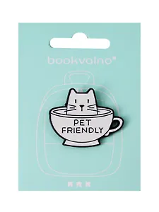 Значок Котик в чашке Pet friendly (металл) (12-5769-A9)