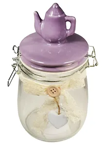 Баночка стекло с керамической крышкой Фиолетовый кофейник (800 мл) (40632)