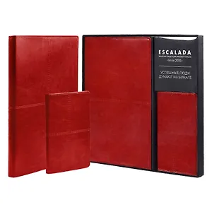 Книга для записей А5+ 120л кл. "САРИФ КРАСНЫЙ" иск.кожа, мягк.переплет, два ляссе, + обложка для паспорта 95*145мм, подар.карт.коробка с ПВХ-крышкой
